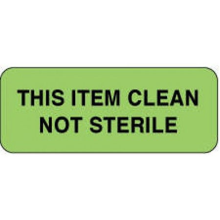 Pre-Printed Label pdc® Auxiliary Label Flourescent Green Paper THIS ITEM CLEAN/NOT STERILE Black Communication Label 7/8 X 2-1/4 Inch