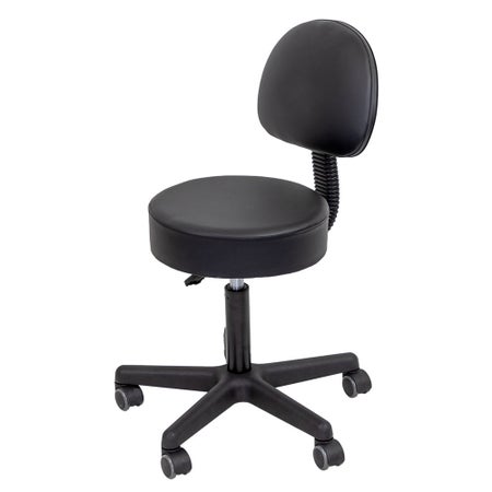 Therapy Stool CanDo With Backrest Pneumatic Height Adjustment 5 Casters Black