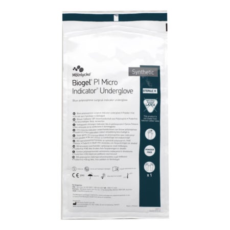 Surgical Underglove Biogel® PI Micro Indicator® Underglove Size 7.5 50 Pairs per Box Sterile Polyisoprene Standard Cuff Length Smooth Blue Chemo Tested