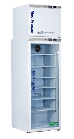 Upright Refrigerator / Freezer ABS® Pharmaceutical 12 cu.ft. 2 Swing Doors; 1 Glass, 1 Solid Cycle Refrigerator / Manual Freezer Defrost