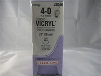 Absorbable Suture with Needle Coated Vicryl™ Polyglactin 910 RB-1 1/2 Circle Taper Point Needle Size 4-0 Braided