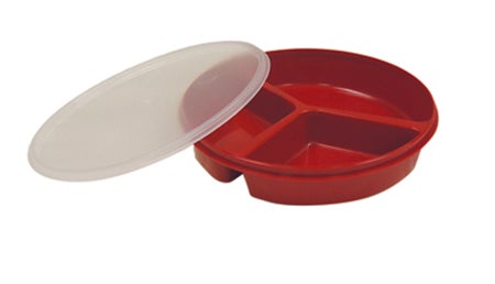 Partitioned Scoop Plate FabLife 12.6 oz. Plastic Red Reusable