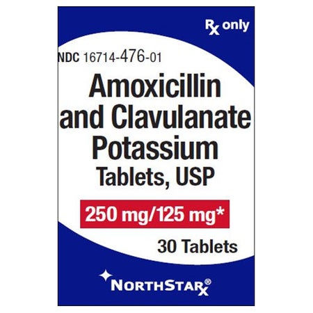 Amoxicillin / Potassium Clavulanate 250 mg - 125 mg Tablet 30 Tablets