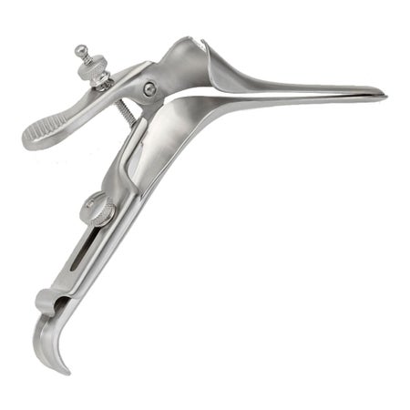 Vaginal Speculum MedGyn Pederson NonSterile Surgical Grade Stainless Steel Large Right Side Open Angled Up 45° Reusable Without Light Source Capability