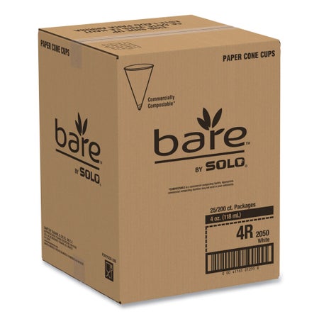 Paper Cone Cup Bare® 4 oz. Paper White Disposable