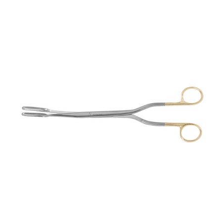 Obstetrical Forceps MedGyn Sopher 13 Inch Length OR / Surgical Grade Stainless Steel NonSterile Locking Finger Ring Handle Slightly Curved Fenestrated Serrated Oval Tips