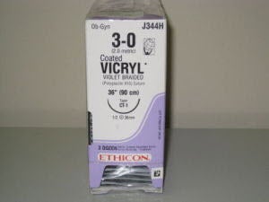 Absorbable Suture with Needle Coated Vicryl™ Polyglactin 910 CT-1 1/2 Circle Taper Point Needle Size 3-0 Braided
