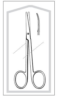 Strabismus Scissors Econo Sterile™ 4-1/2 Inch Length Floor / Office Grade Pakistani Stainless Steel Sterile Finger Ring Handle Curved Blunt Tip / Blunt Tip