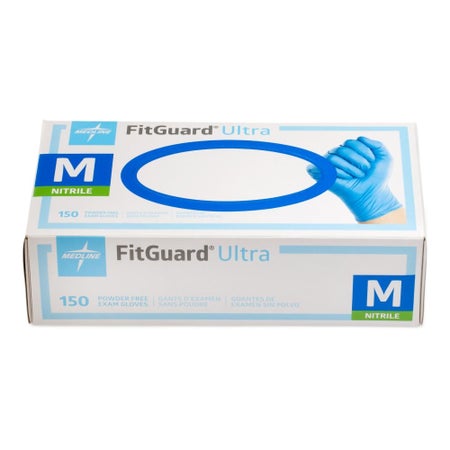Exam Glove FitGuard™ Ultra Medium 150 per Box NonSterile Nitrile Standard Cuff Length Fully Textured Blue Chemo Tested