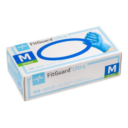 Exam Glove FitGuard™ Ultra Medium 150 per Box NonSterile Nitrile Standard Cuff Length Fully Textured Blue Chemo Tested