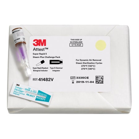 Sterilization Indicator Challenge Pack Attest™ Super Rapid 5 Steam-Plus Steam 24 Minute Processing Time Type 5