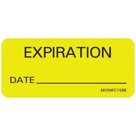 Pre-Printed Label MedVision® Auxiliary Label Yellow Paper Expiration Black Quality Control Label 1 X 2-1/4 Inch