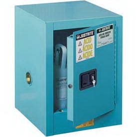 Acid Corrosive Cabinet Justrite® Counter Top Steel Without Drawers 1 Shelf 3-Point Locking System
