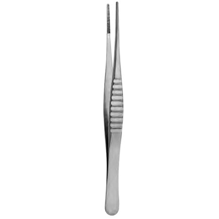 Tissue Forceps V. Mueller® 9-1/2 Inch Length OR / Surgical Grade German Stainless Steel NonSterile NonLocking Thumb Handle Straight Delicate, Serrated Tips