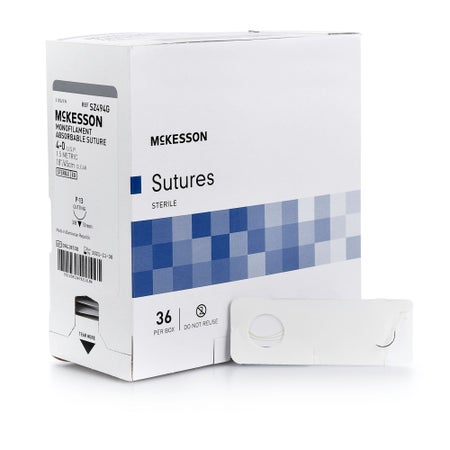 Absorbable Suture with Needle McKesson Monofilament P-13 3/8 Circle Precision Reverse Cutting Needle Size 4-0 Monofilament