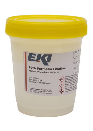 Prefilled Formalin Container 250 mL Fill in 500 mL (16.9 oz.) Screw Cap Warning Label / Patient Information NonSterile