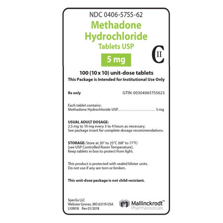 Methadone HCl 5 mg Tablet 100 Tablets