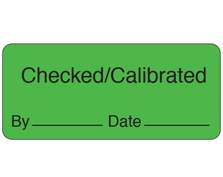Pre-Printed Label Shamrock Auxiliary Label Green Superstick Checked/Calibrated / By _____ Date _____ Black Quality Control Label 1 X 2-1/4 Inch