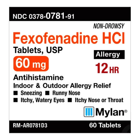 Allergy Relief 60 mg Strength Tablet 60 per Bottle