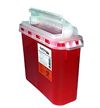 Sharps Container OakRidge™ Translucent Red Base 10-3/20 H X 4.67 W X 12.09 L Inch Horizontal Entry 1.35 Gallon