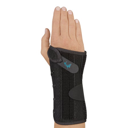 Wrist Brace Wrist Lacer™ II Aluminum / Felt / Suede Left Hand Black Large