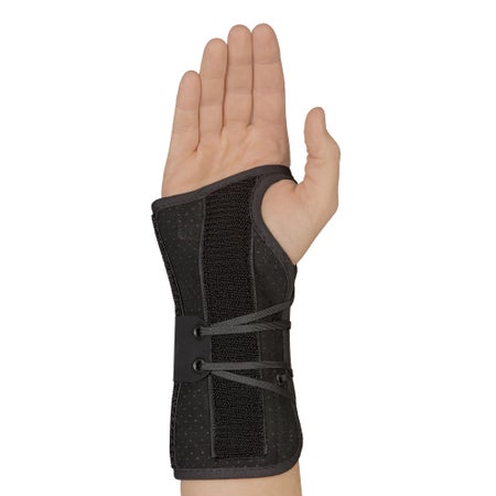 Wrist Brace Wrist Lacer™ II Aluminum / Felt / Suede Left Hand Black Large