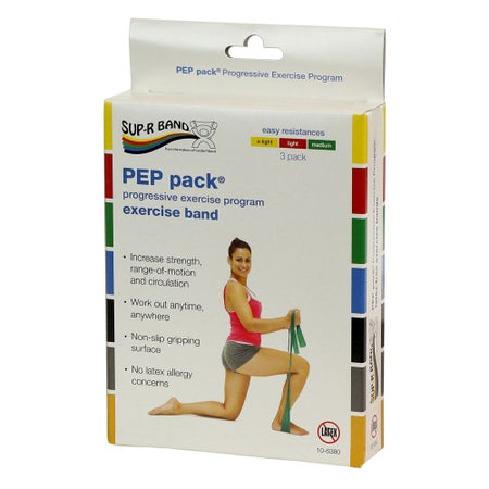 Exercise Resistance Band Set Sup-R Band® PEP Pack® Yellow / Red / Green 5 Inch X 5 Foot Easy Resistance