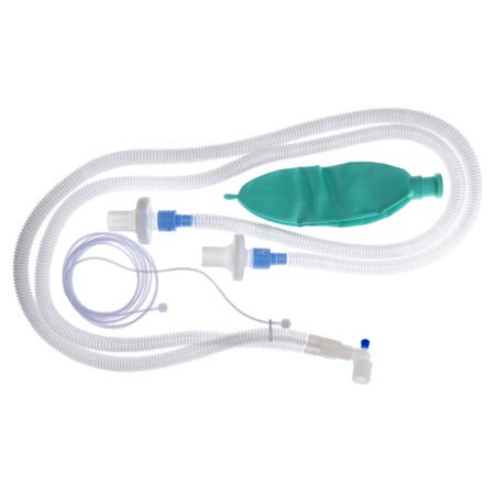Anesthesia Breathing Circuit Corrugated Tube 60 Inch Tube Dual Limb Pediatric 1 Liter Bag Single Patient Use