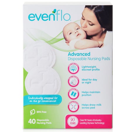 Nursing Pad Evenflo Advanced One Size Fits Most Breathable Material Disposable