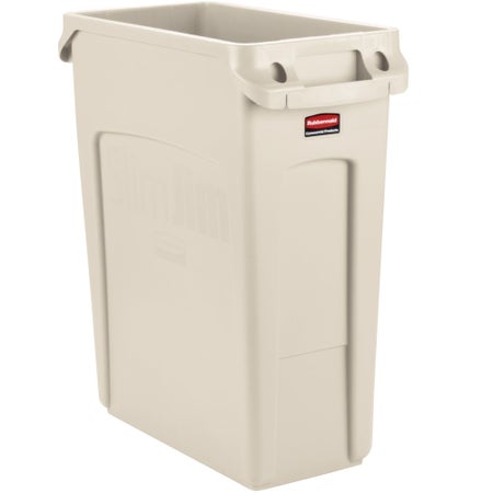 Trash Can Rubbermaid® Slim Jim® 64 Quart / 16 gal. Beige Plastic Rectangular