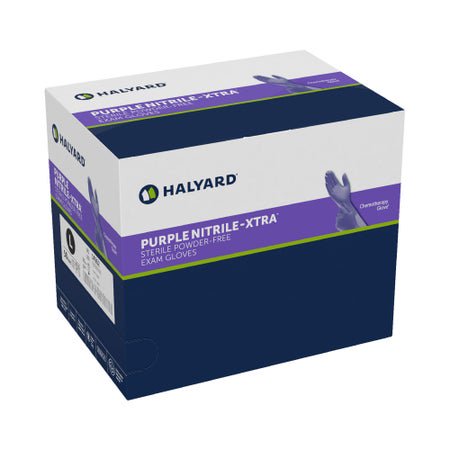 Exam Glove Purple Nitrile-Xtra™ Large 50 Pairs per Box Sterile Pair Nitrile Extended Cuff Length Textured Fingertips Purple Chemo Tested