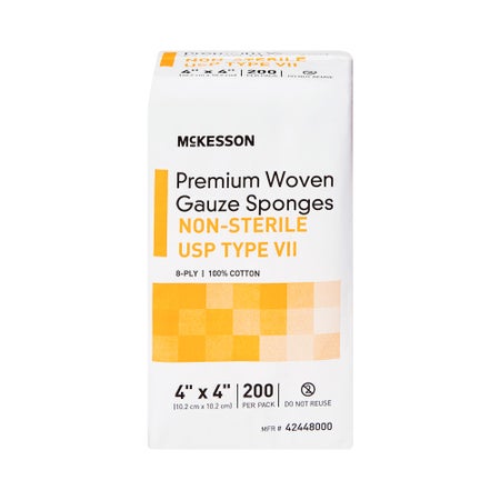 Gauze Sponge McKesson 4 X 4 Inch 8-Ply NonSterile 200 per Pack