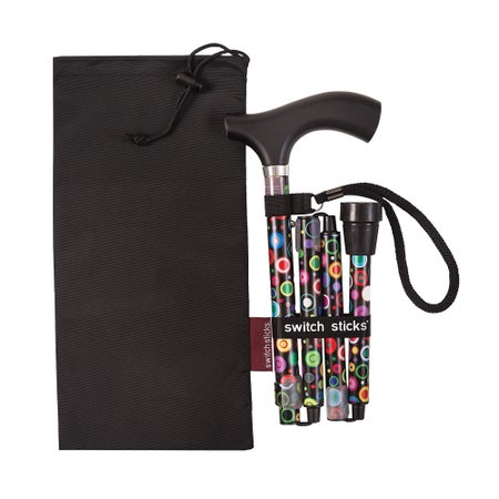 Folding Cane Switch Sticks® Aluminum 32 to 37 Inch Height Bubbles Print