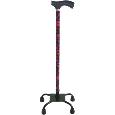 Large Base Quad Cane Switch Sticks® Aluminum 27 to 36 Inch Height Circle Print