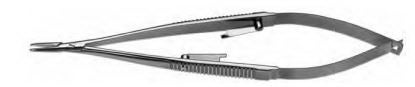Needle Holder Castroviejo 136 mm Length Medium 10 mm Straight Jaw Flat Serrated Handle