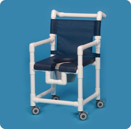 Shower Chair ipu® Fixed Arms PVC Frame Mesh Backrest 17-1/4 Inch Seat Width 300 lbs. Weight Capacity