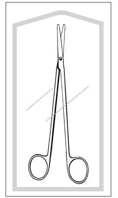 Dissecting Scissors Econo Sterile™ Metzenbaum-Lahey 5-1/2 Inch Length Floor / Office Grade Pakistani Stainless Steel Sterile Finger Ring Handle Curved on Flat Blunt Tip / Blunt Tip