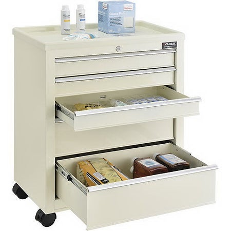 Bedside Cart Global™ Steel Frame 13-1/4 X 24-1/2 X 29 Inch Beige 2-1/4 X 10-7/8 X 20-1/16 , 5-11/32 X 10-7/8 X 20-1/16 Drawer