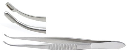 Capsule Forceps Miltex® Arruga 4 Inch Length OR / Surgical Grade German Stainless Steel NonSterile NonLocking Thumb Handle Curved Blunt Tips