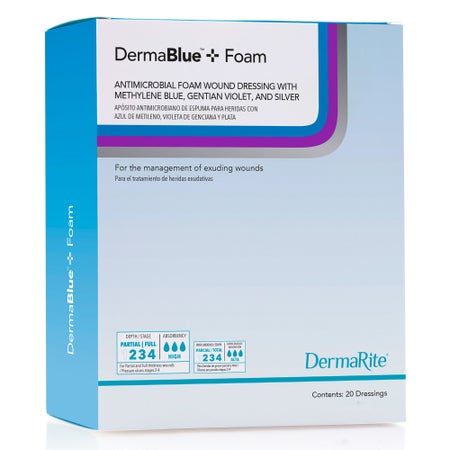 Silver Foam Dressing DermaBlue+™ Foam 8 X 16 Inch Rectangle Sterile