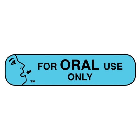 Pre-Printed Label Apothecary Products® Auxiliary Label Blue Paper FOR ORAL USE ONLY Black Safety and Instructional 3/8 X 1-9/16 Inch