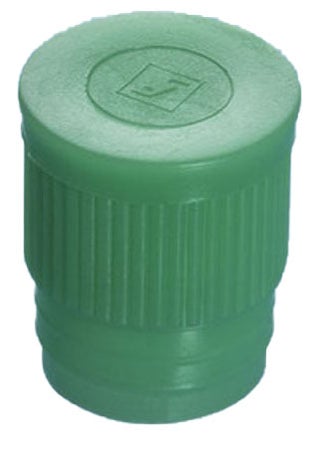 Tube Closure LDPE Push Cap Green For use with 16 to 17 Diameter Tubes NonSterile