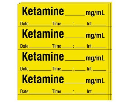 Drug Label Shamrock Syringe Label KETAMINE _____ mg / mL / Date _____ Time _____ Int. _____ Yellow 1/2 X 1 Inch