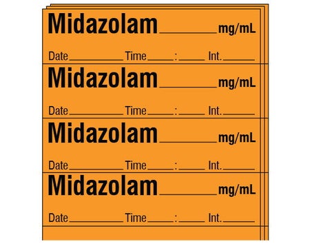 Drug Label Shamrock Syringe Label MIDAZOLAM _____ mg / mL / Date _____ Time _____ Int. _____ Orange 1/2 X 1 Inch