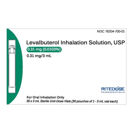Levalbuterol HCl, Preservative Free 0.31 mg / 3 mL Solution 30 Vials
