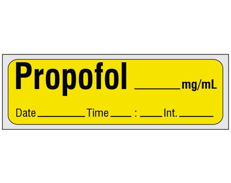 Drug Label Shamrock Syringe Label Propofol_mg/mL Date_Time_Int_ Yellow 1/2 X 1 Inch