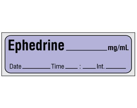 Drug Label Shamrock Syringe Label EPHEDRINE _____ mg / mL / Date _____ Time _____ Int. _____ Purple 1/2 X 1 Inch