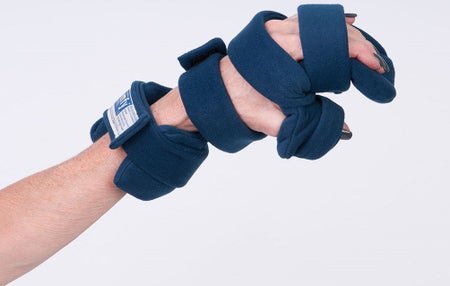 Resting Hand Splint with Five Straps ComfySplints™ Progressive Broadcloth / Foam / Steel Left Hand Navy Blue Small