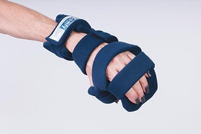 Resting Hand Splint with Five Straps ComfySplints™ Progressive Broadcloth / Foam / Steel Right Hand Navy Blue Small