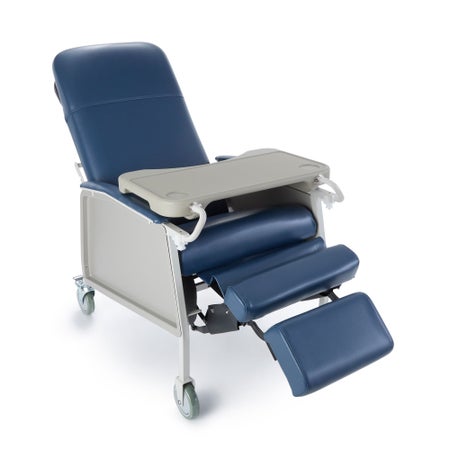 Recliner McKesson Blue Vinyl 5 Inch Casters
